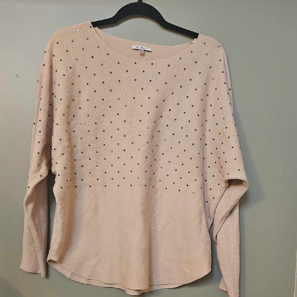 Chic Beige Sweater with Studded Details